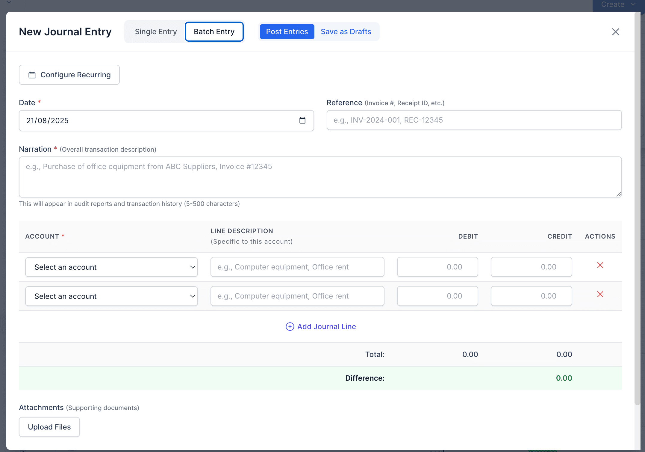 Trabalance Ledger Accounting Dashboard
