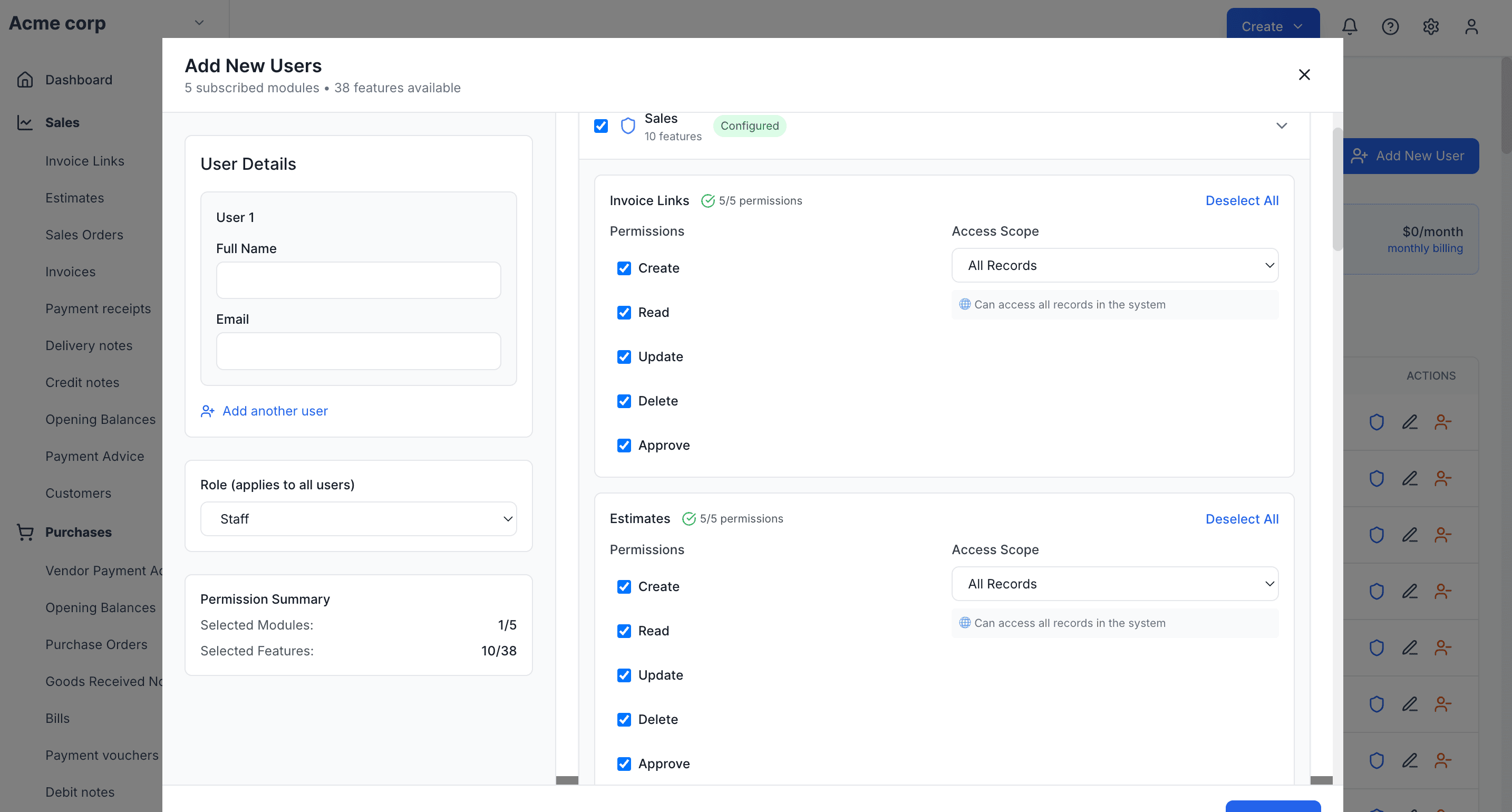 Dashboard Interface